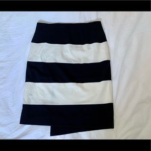Black and white striped pencil skirt
